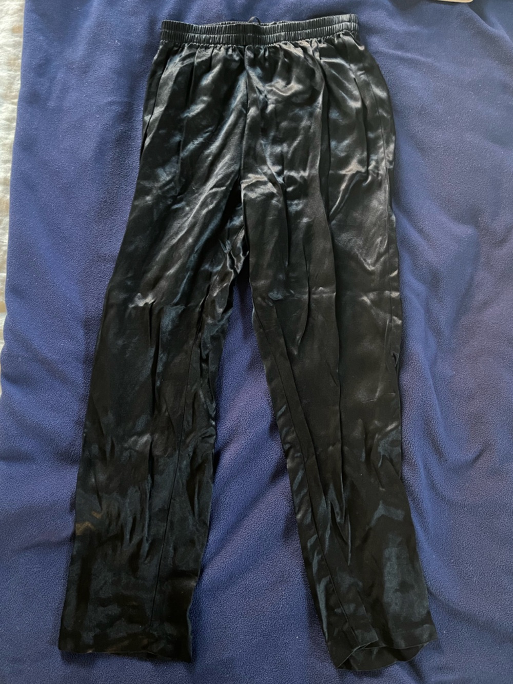 Black Satin-Look Pants
